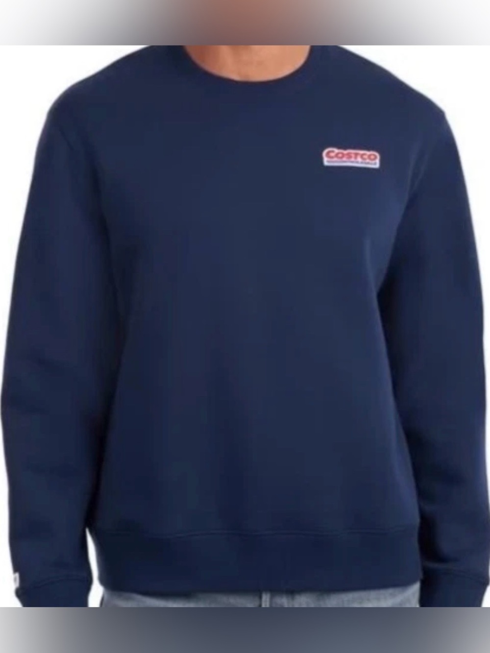 NWT Costco Wholesale Mens  Sweatshirt Navy Blue Crewneck Fleece Logo S M L or XL